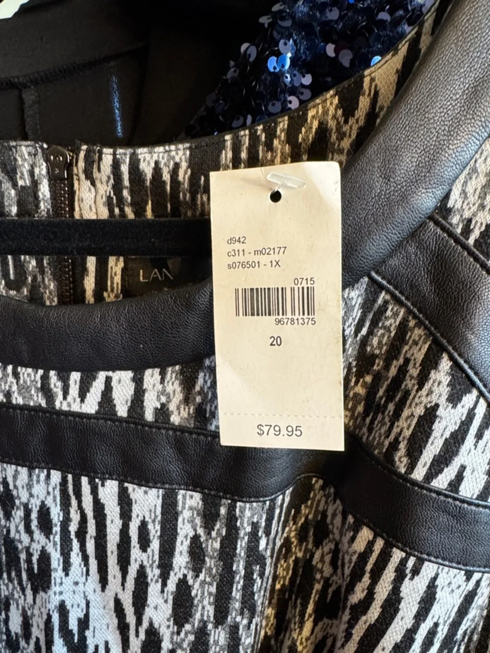 Lane Bryant Black and White Sleeveless Patterned Midi Dress